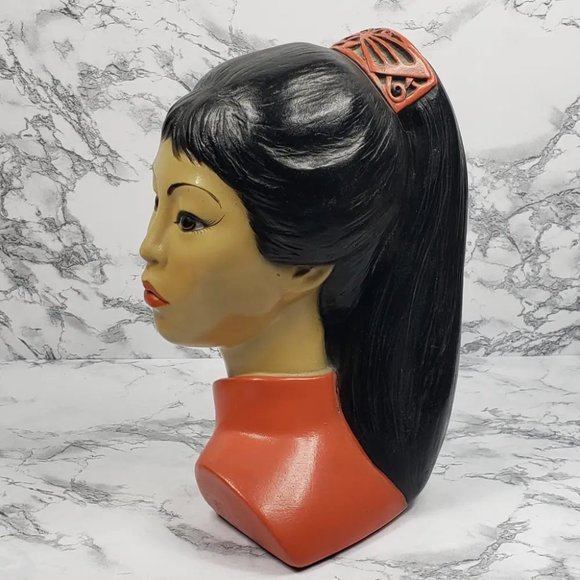 Hand Painted Asian Woman Statue Brower Vintage - Picture 8 of 12